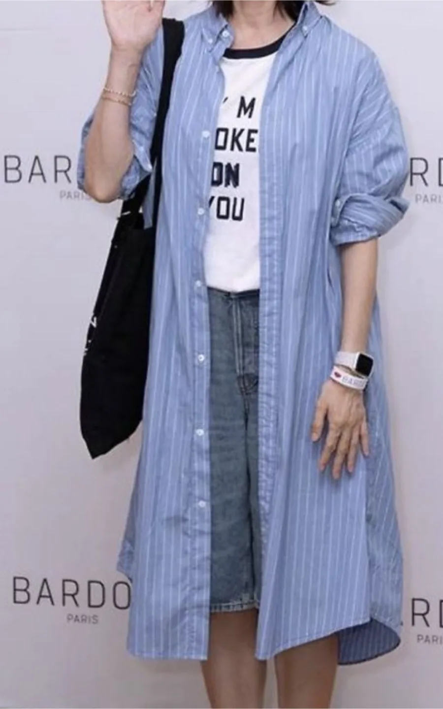 스트라이프 셔츠 원피스