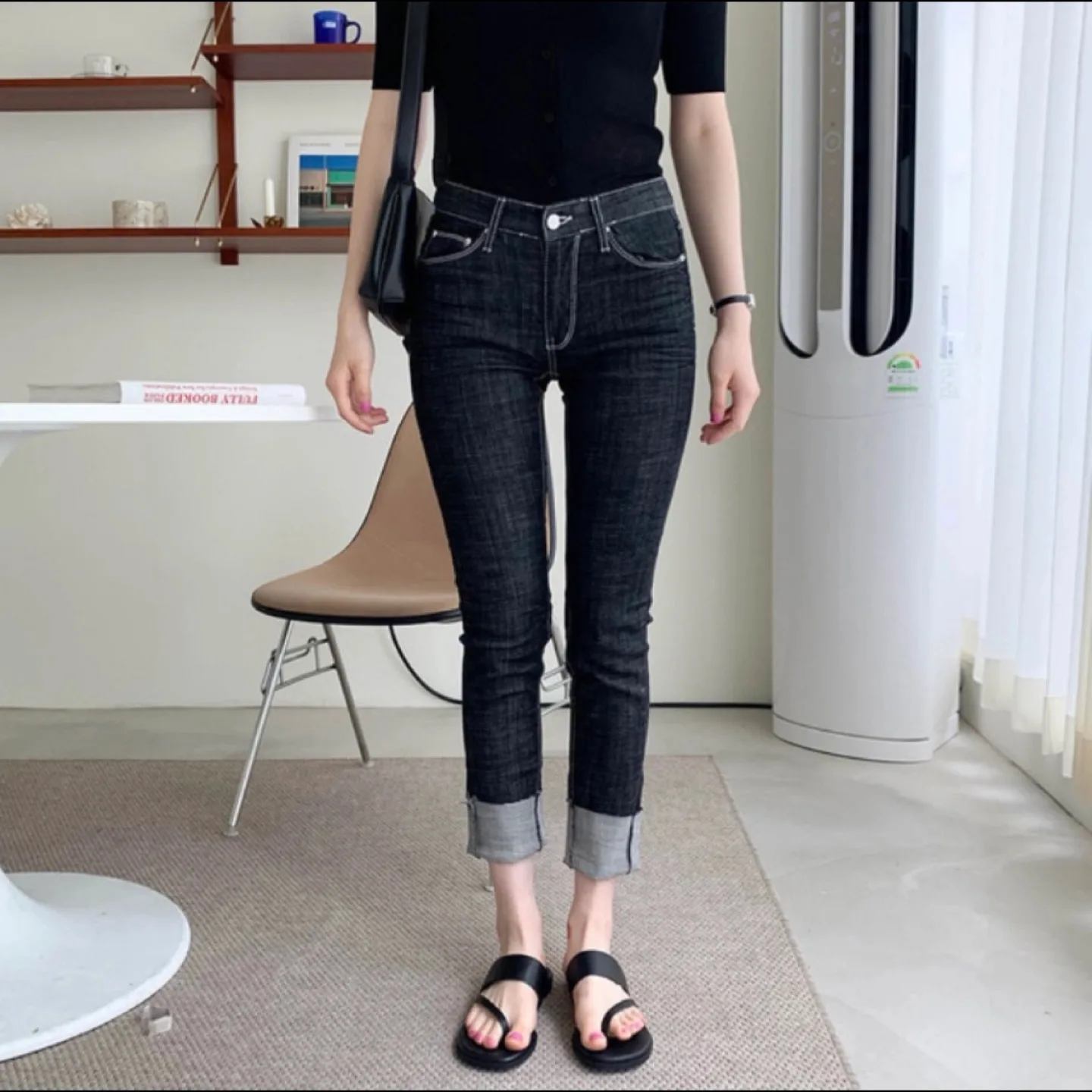 생지 흑청 데님 팬츠 청바지