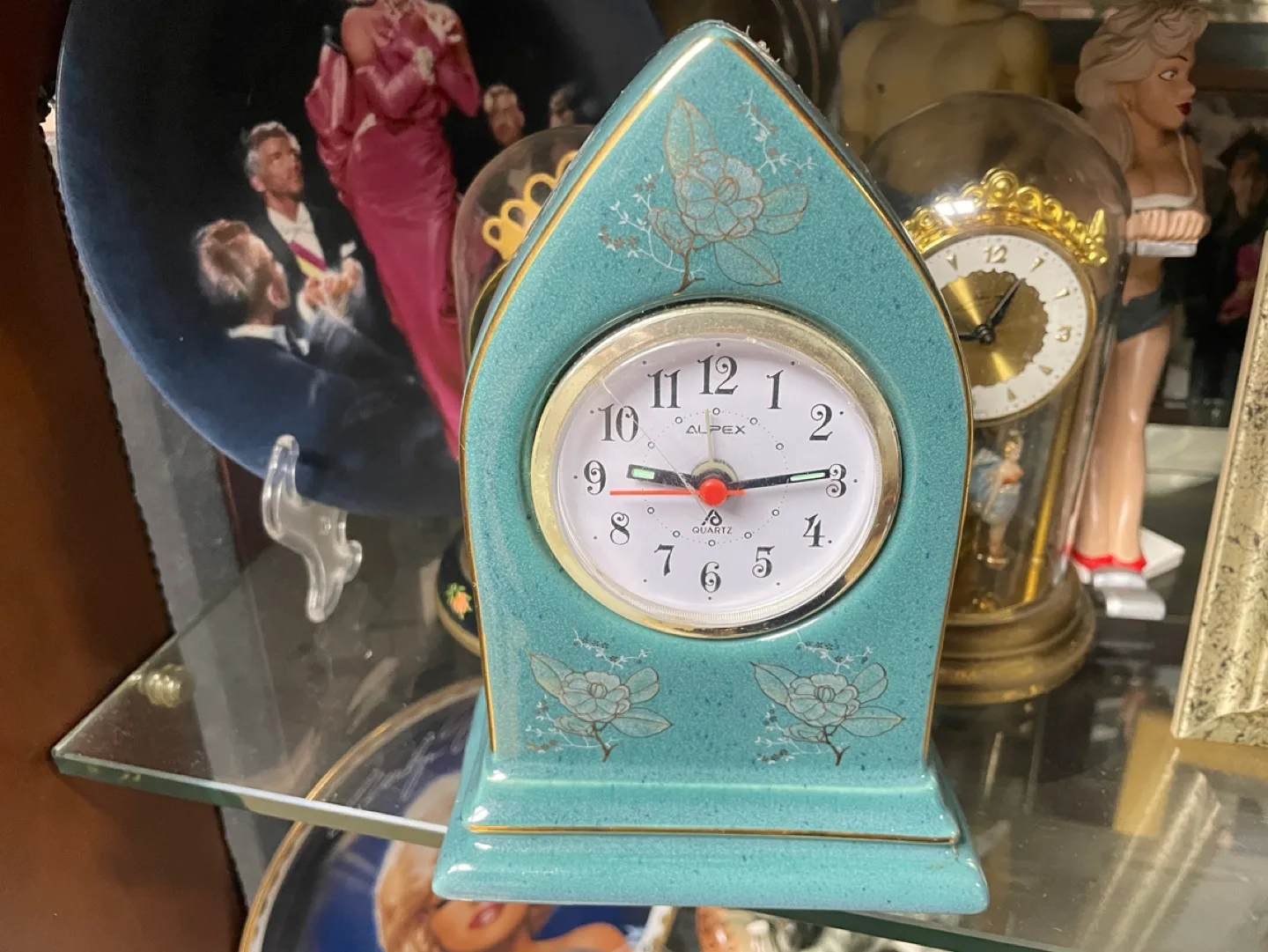 엔틱장식 알펙스 도자기 탁상용 시계 중고