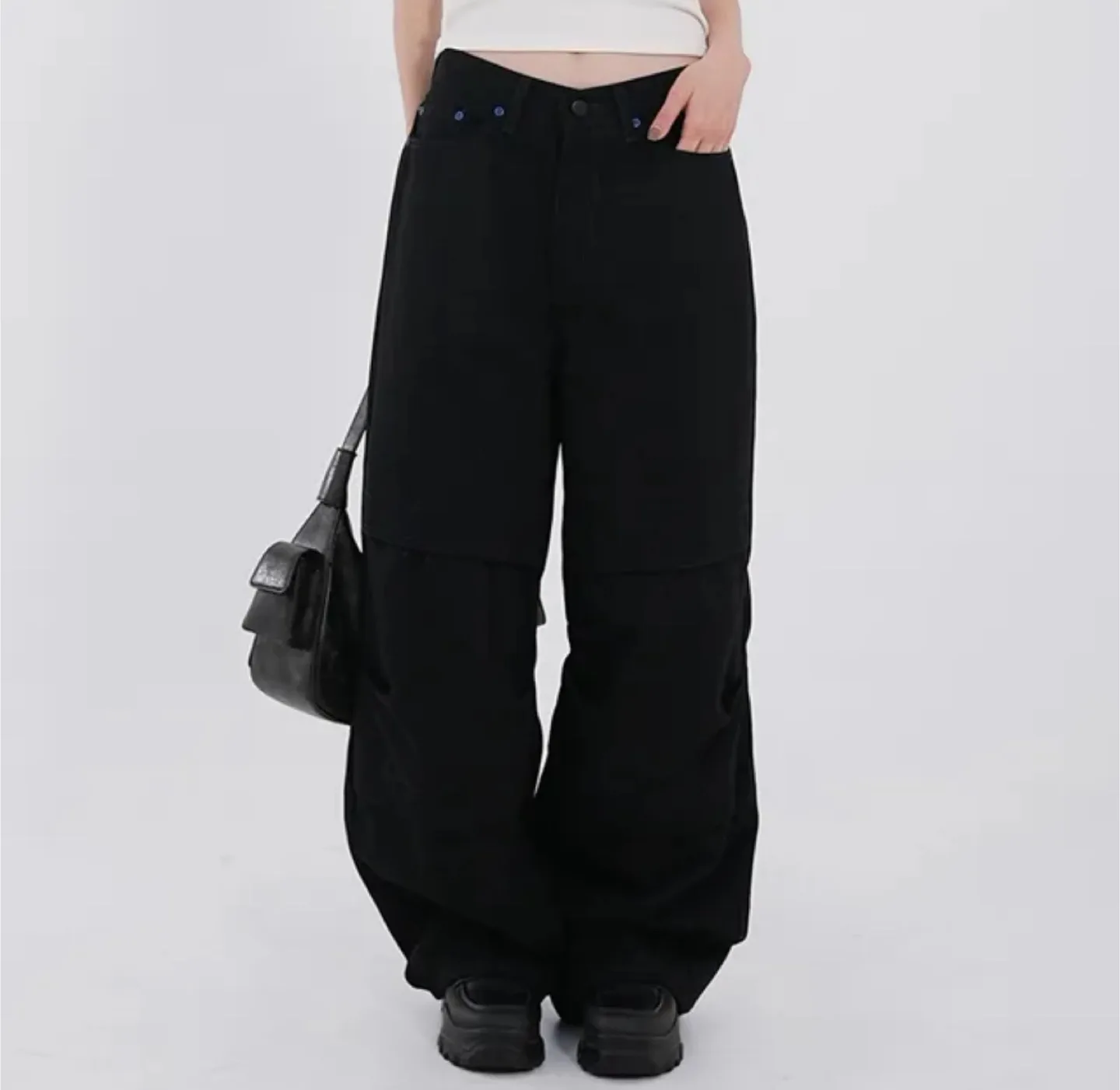 OOTJ 스미레 블루 하트 파라슈트 와이드 팬츠 S