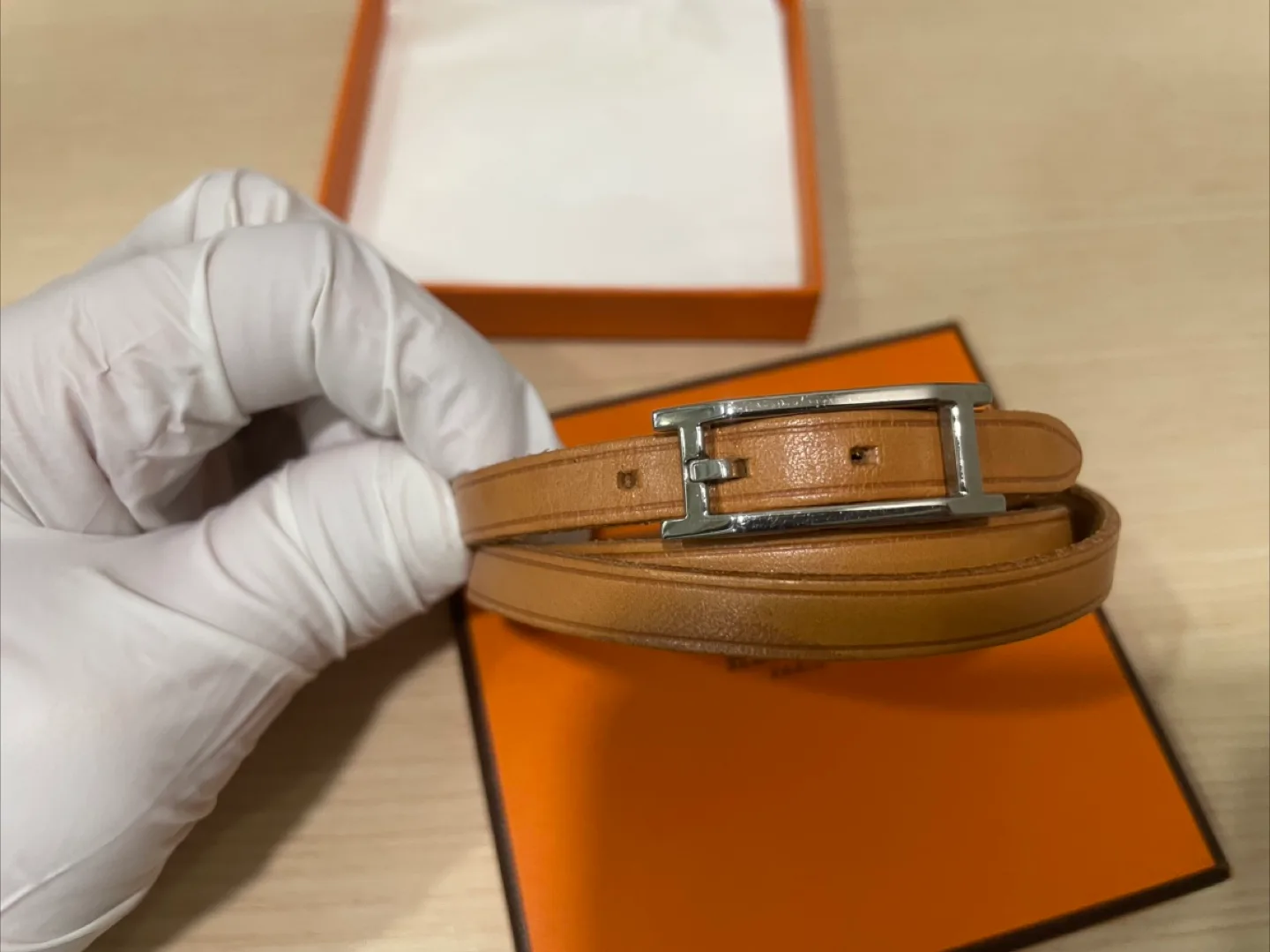 중고 에르메스 가죽 팔찌