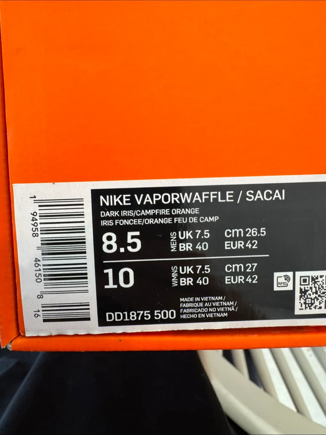 나이키 베이퍼와플 사카이 퍼플 270mm(깨끗한중고)