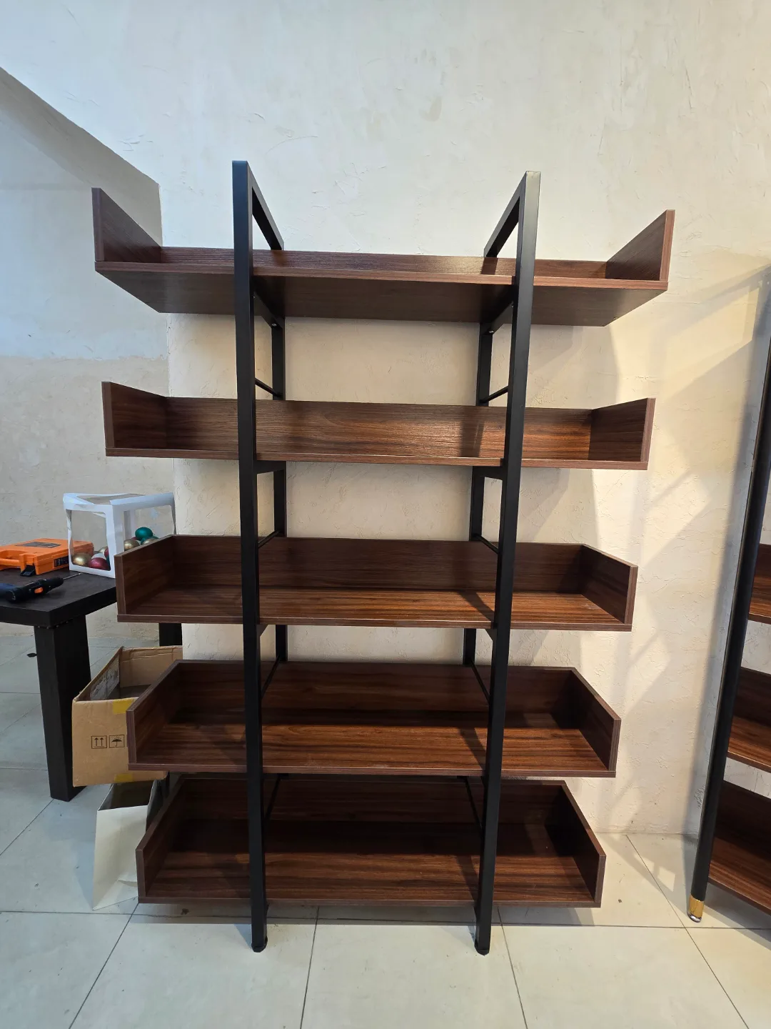 5단 원목 철제 수납장 책장 중고 팝니다.