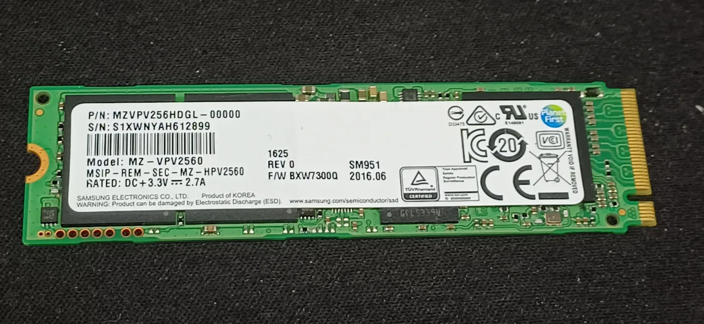 중고 m2 SSD256G삼성 nvme