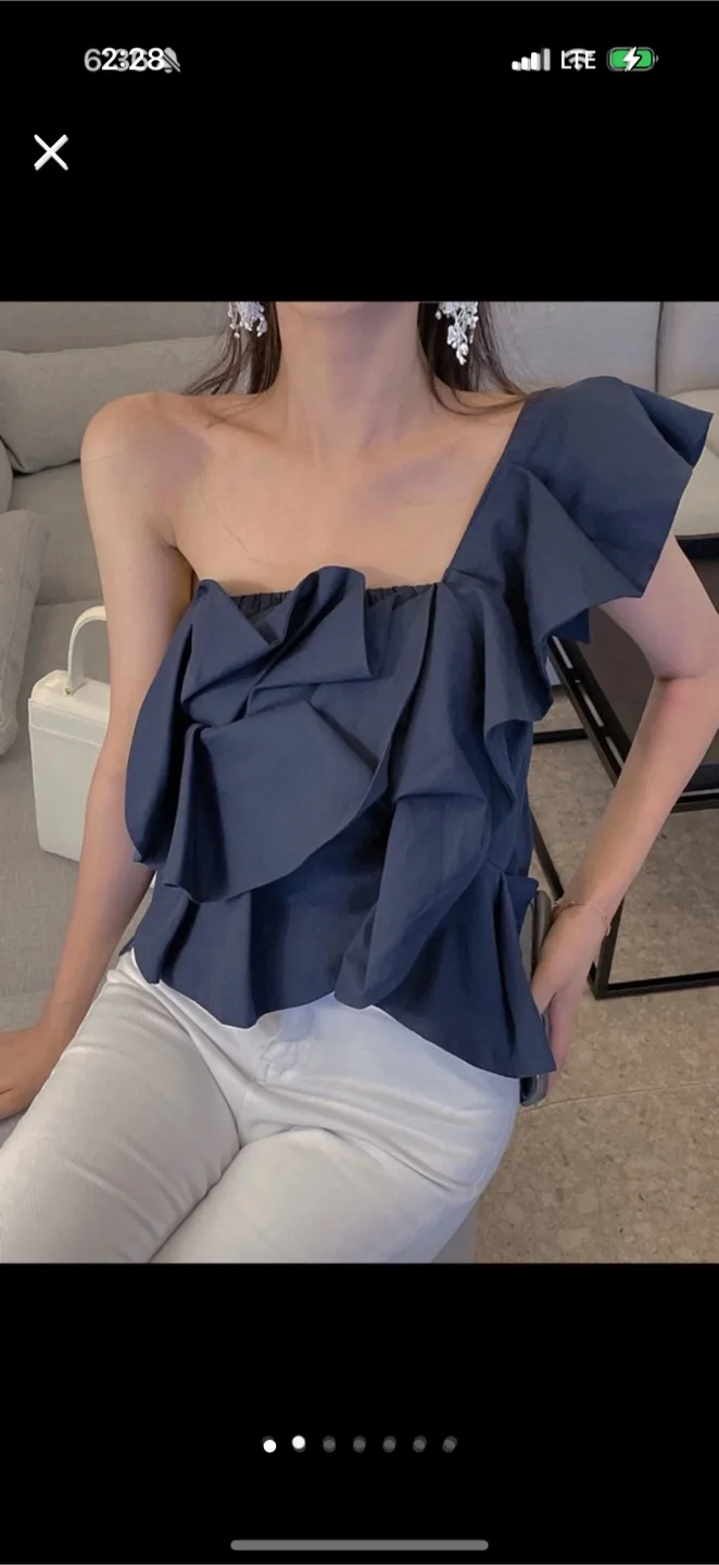 [중고]포스트모니션 원숄더 블라우스 (size : XS/S)