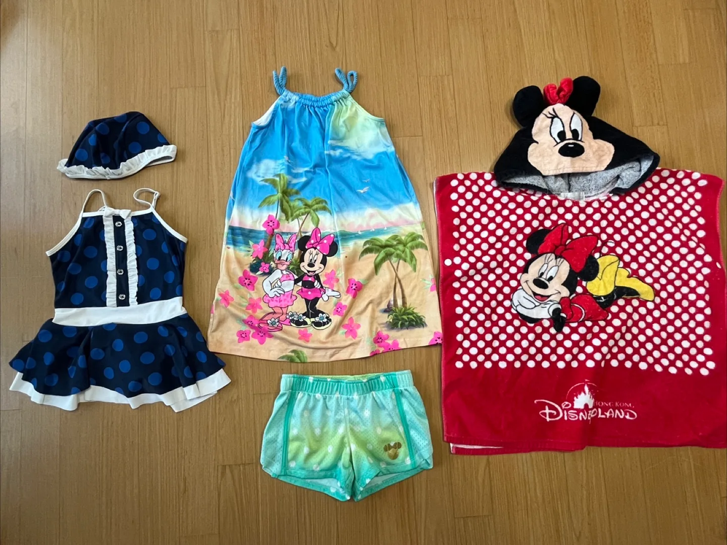 여아 5-7세 정도 수영복 모자 반바지 커버업 등 일괄