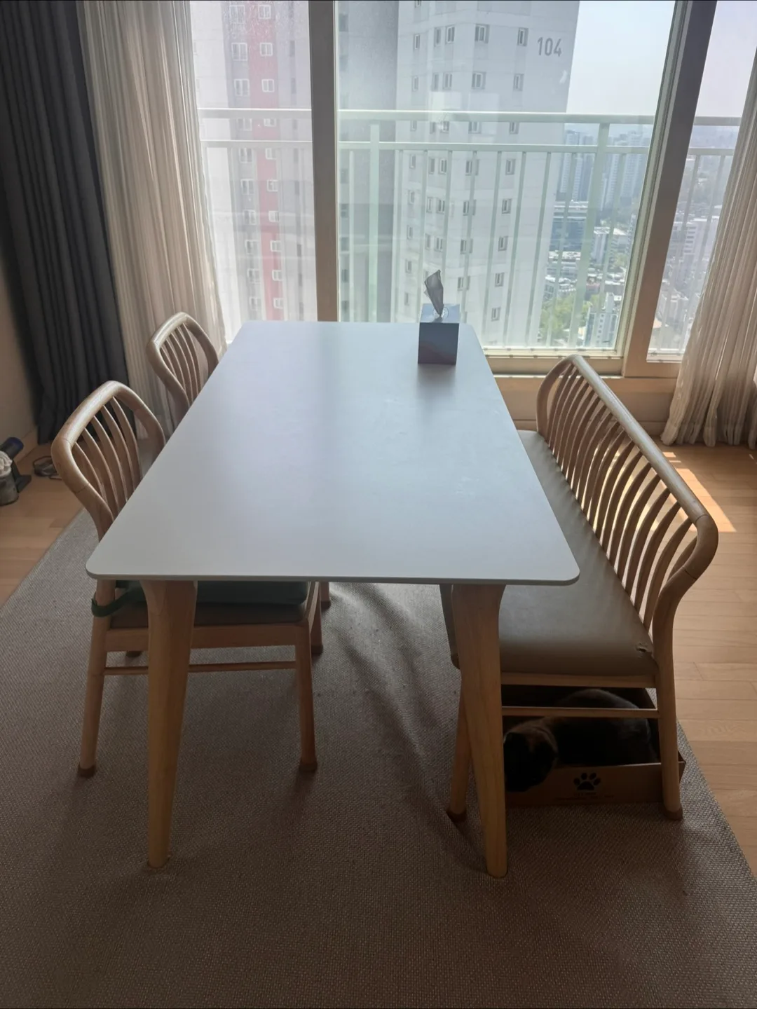 중고) 원목 식탁 의자 세트