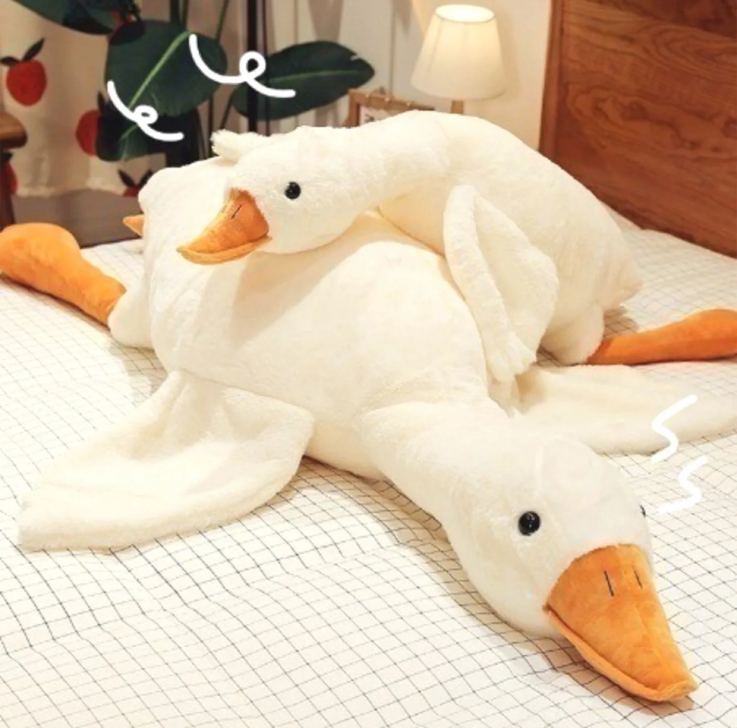 흰색 오리 인형 바디필로우