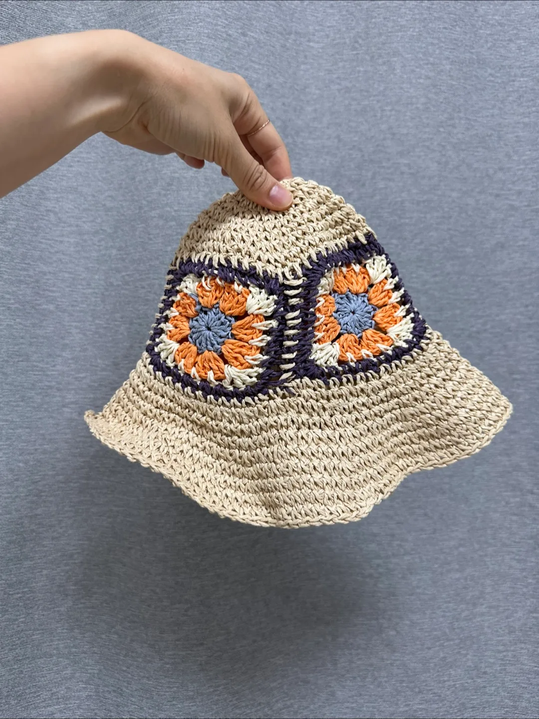 유아 꽃무늬 크로셰 버킷햇