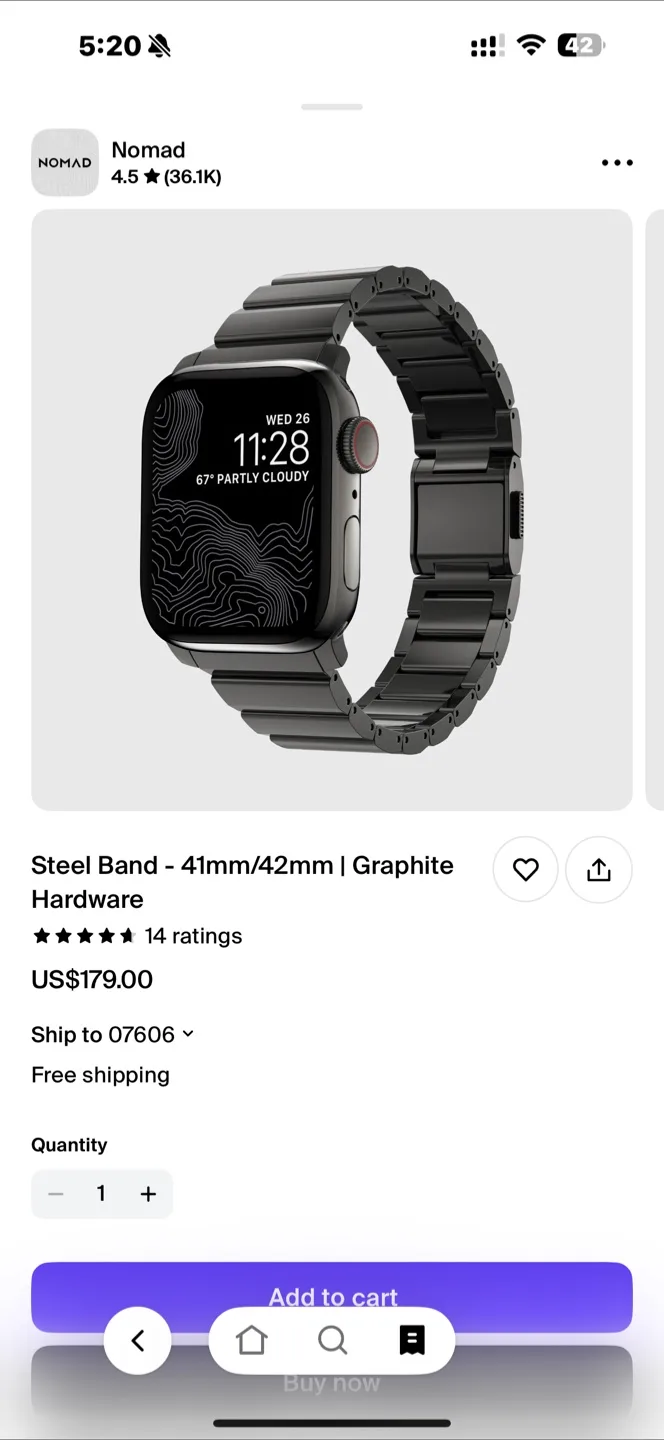 Nomad Graphite Apple Watch. 스틸밴드