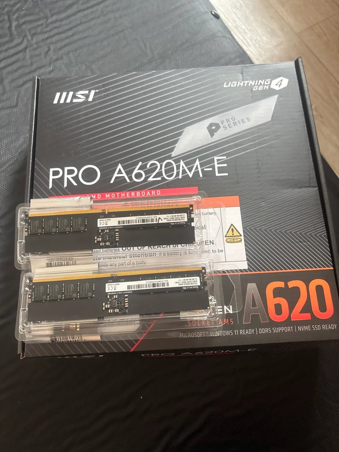 MSI PRO A620M-E 메인보드+팀그룹 ddr5 5600 8gb*2