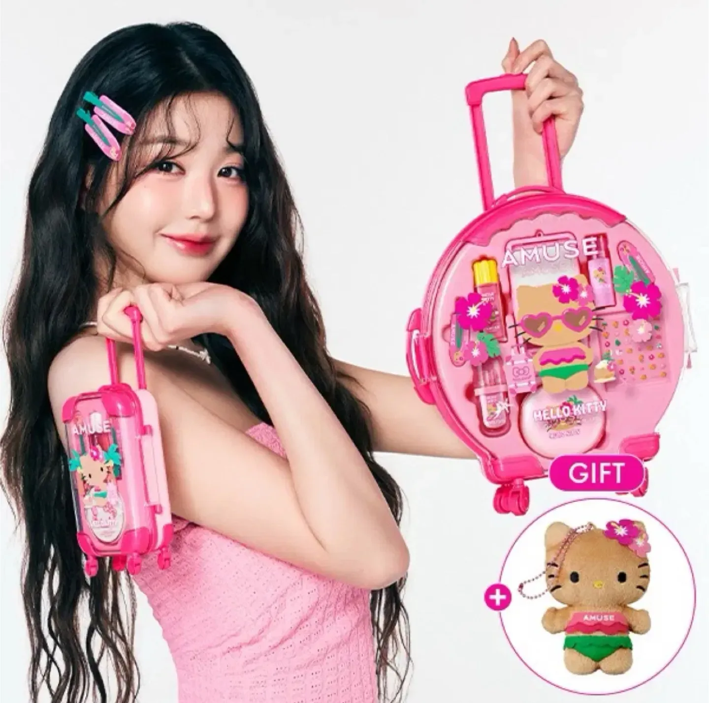 (한정판)어뮤즈 태닝키티 헬로키티 풀 메이크업 라지 캐리어 웜 세트