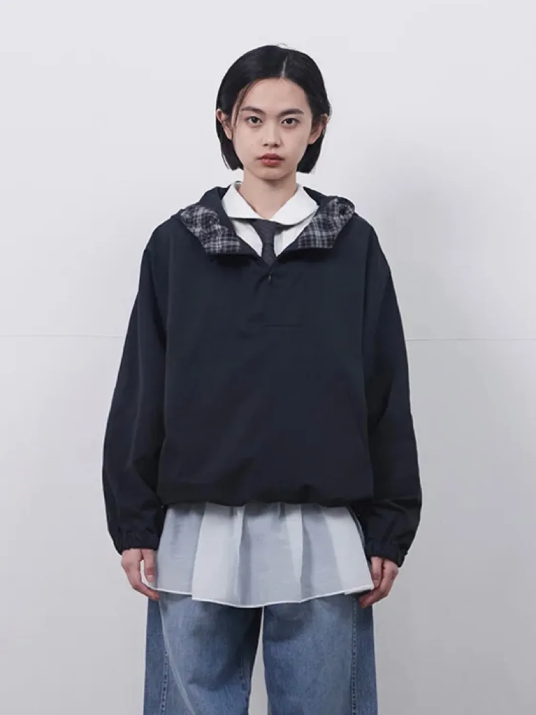 오헤시오 후드 아노락 네이비