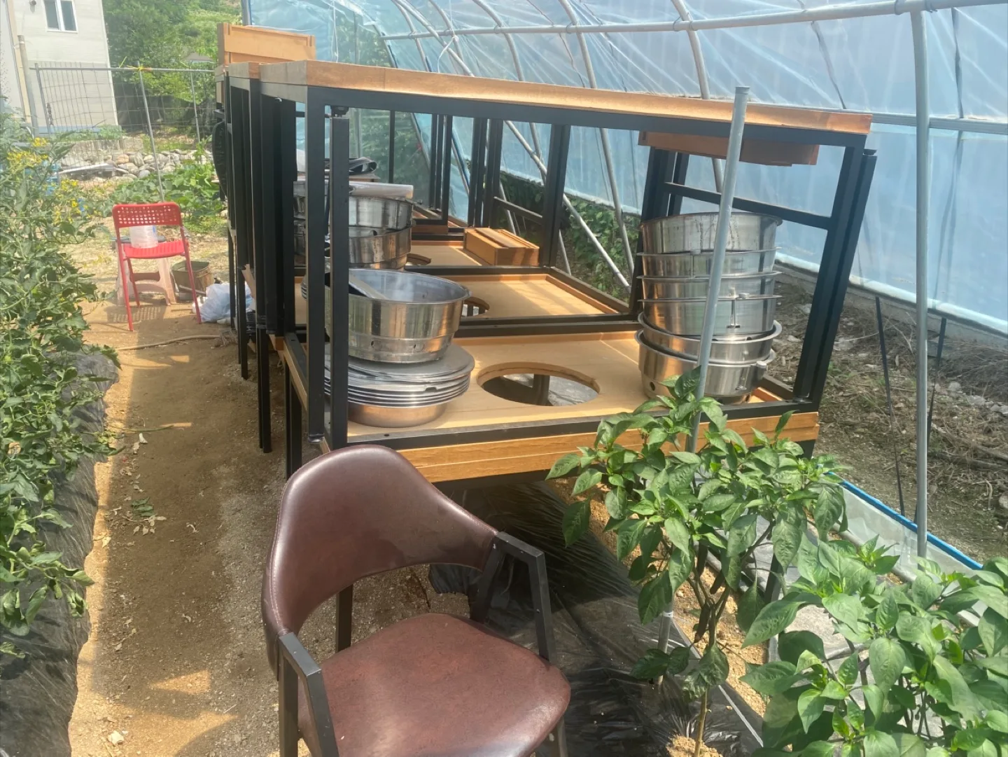 중고) 고깃집 숯불테이블과 의자 판매해요