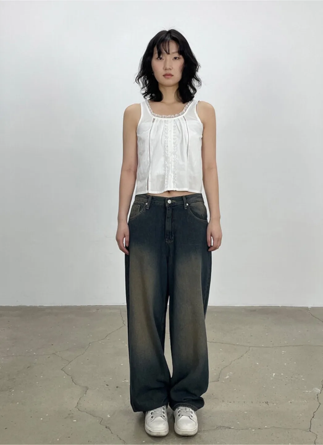 빈티지워싱 와이드데님팬츠 진청 (M)