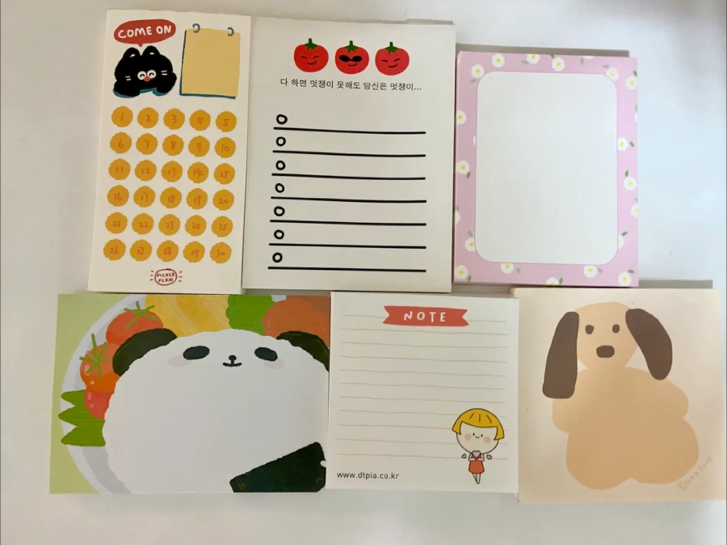 중고) 캐릭터 떡메모지 6종 일괄