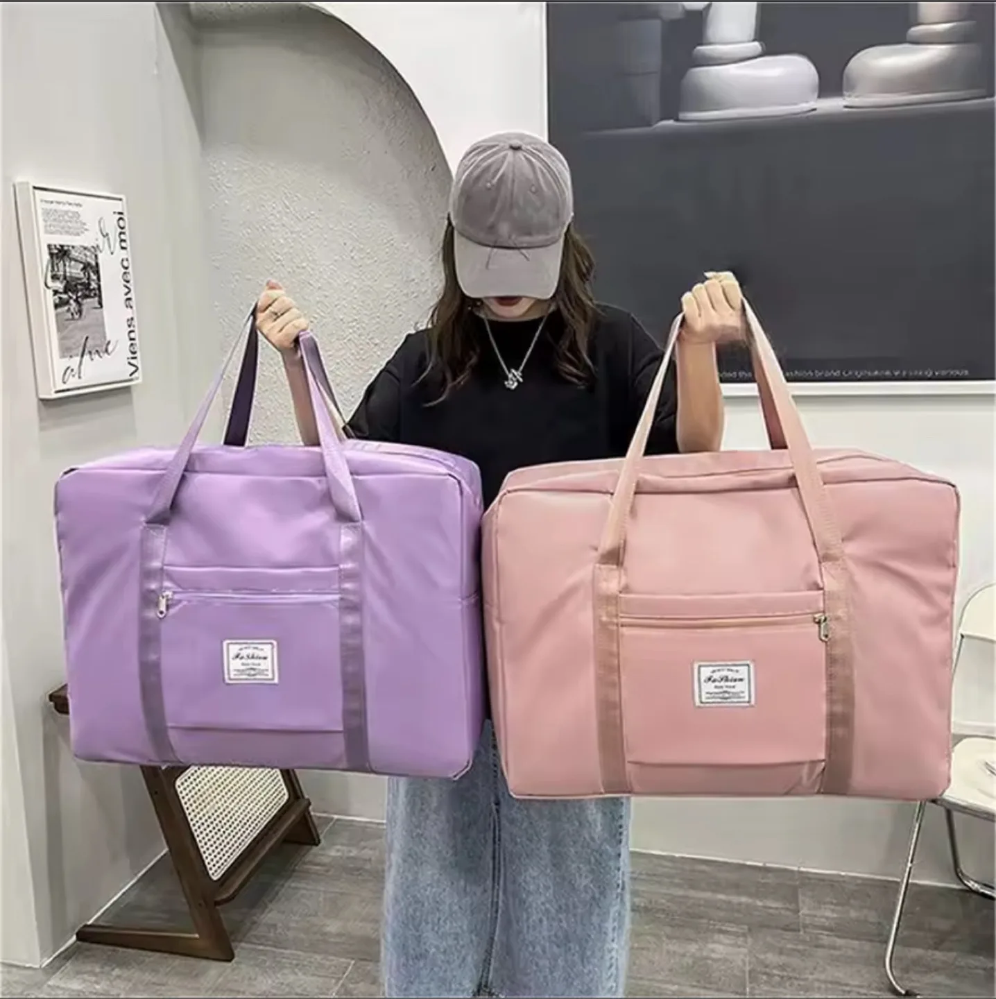 초대형 여행용 접이식 가방 폴딩백 캐리어고정가능 새것