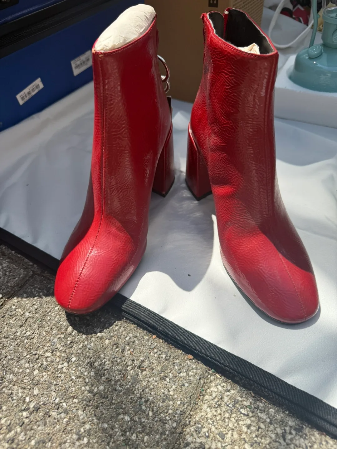 자라 빨간색 앵클부츠 새상품 38(250)