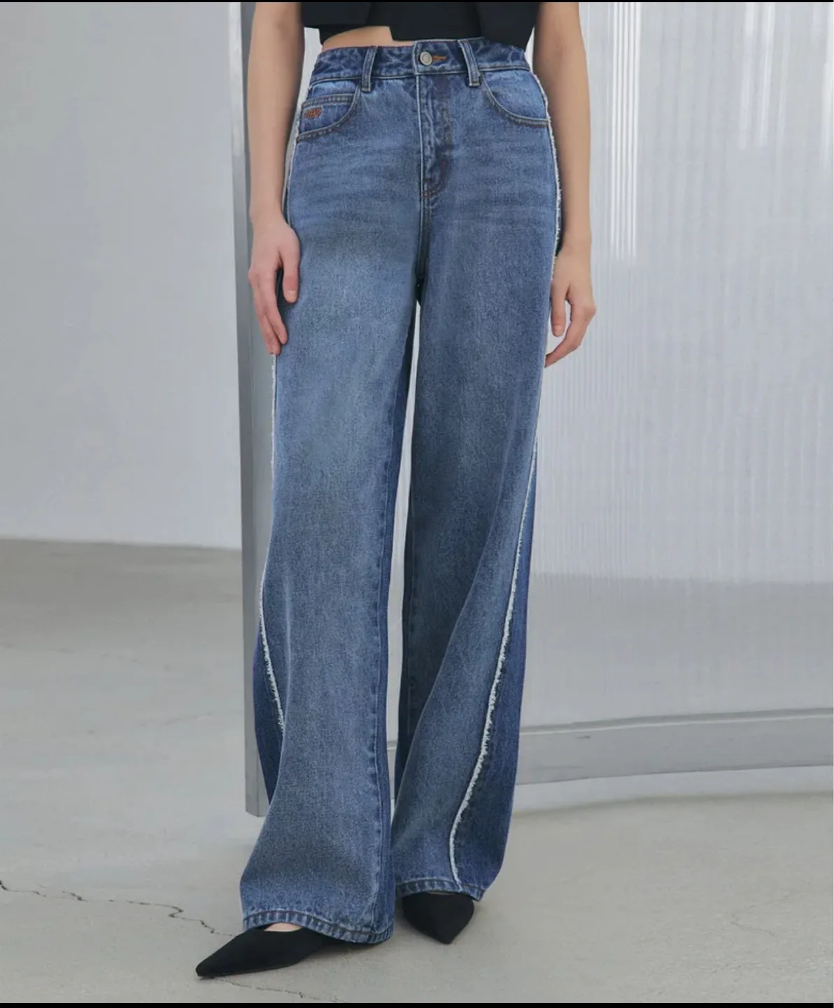 새상품)데님 와이드 팬츠 XS(25)사이즈