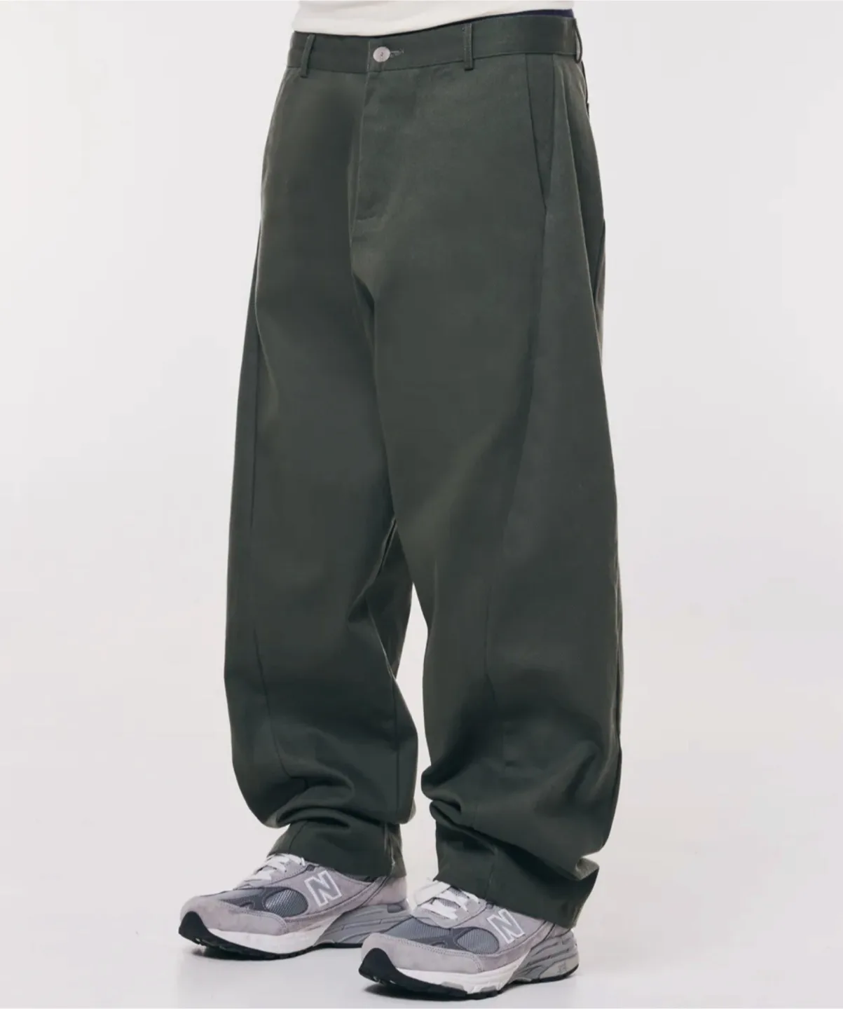 뎃츠잇 커브드 와이드 코튼 데님팬츠 [카키]