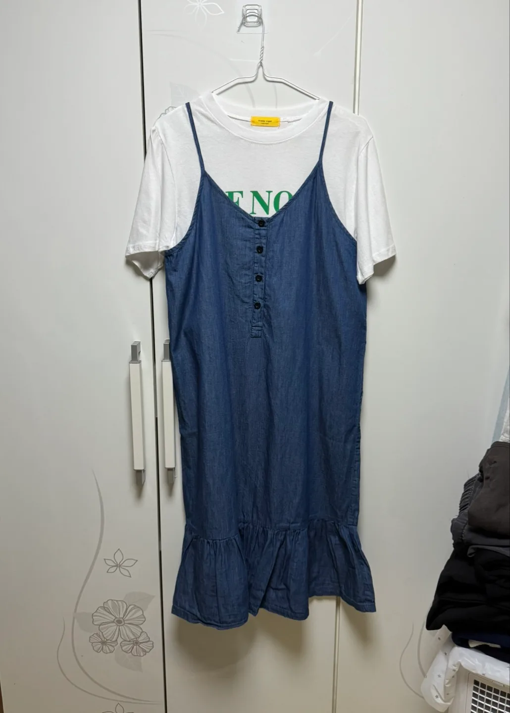 [미착용] 시원하고 편한 여름 데님 뷔스티에 원피스 + 이너 반팔티 일괄