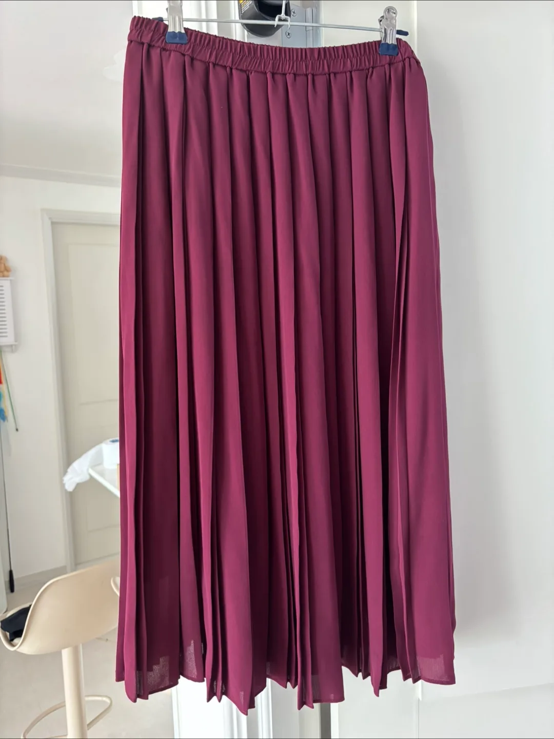 유니클로 플리츠 스커트 L 버건디