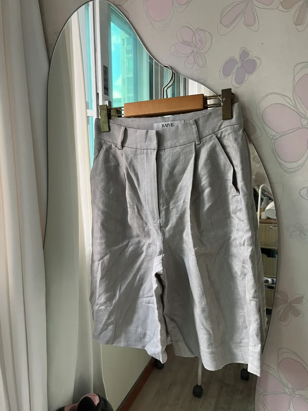 레이브 린넨 쇼츠 여성용 (허리 단면 34cm)