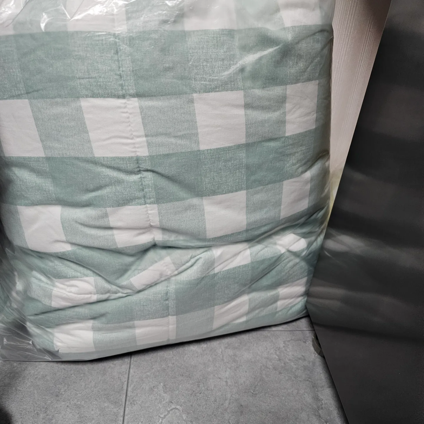 중고 체크 차렵이불 노란색, 초록색 (중고)세탁하셔서 쓰셔야합니다!(천사몽 이불)