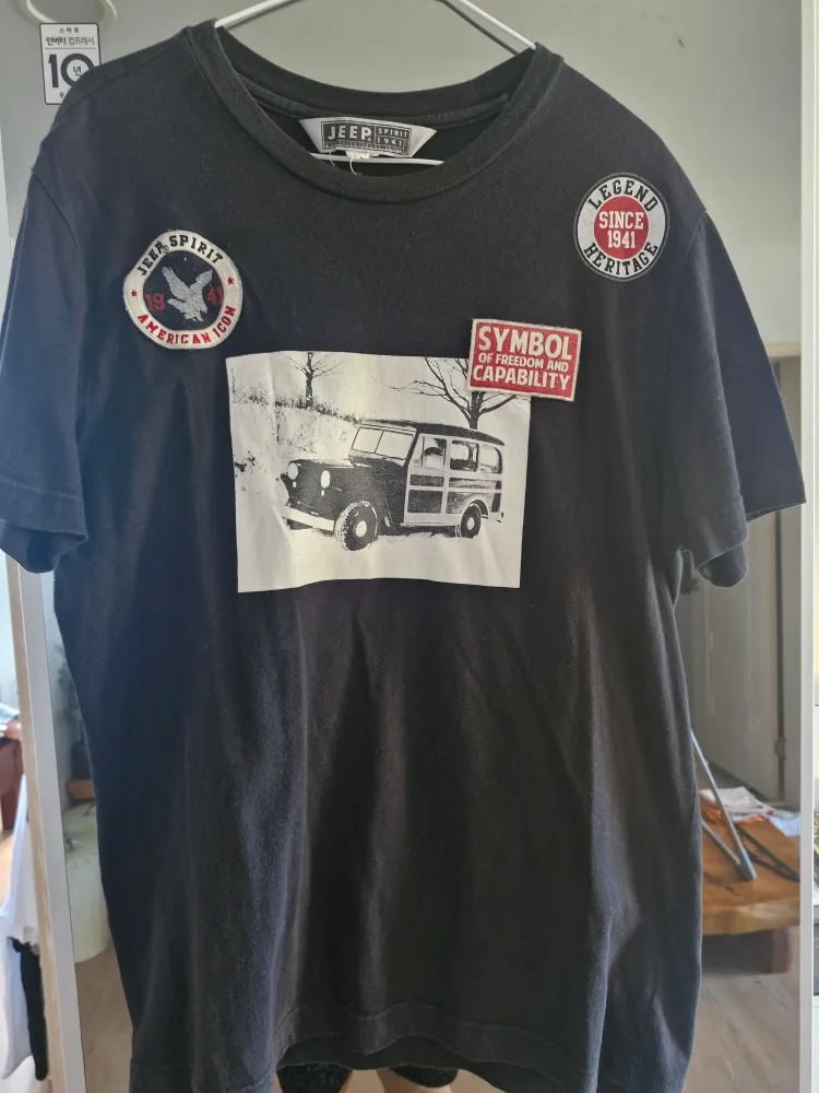 지프 검정 반팔 티셔츠 xl 중고