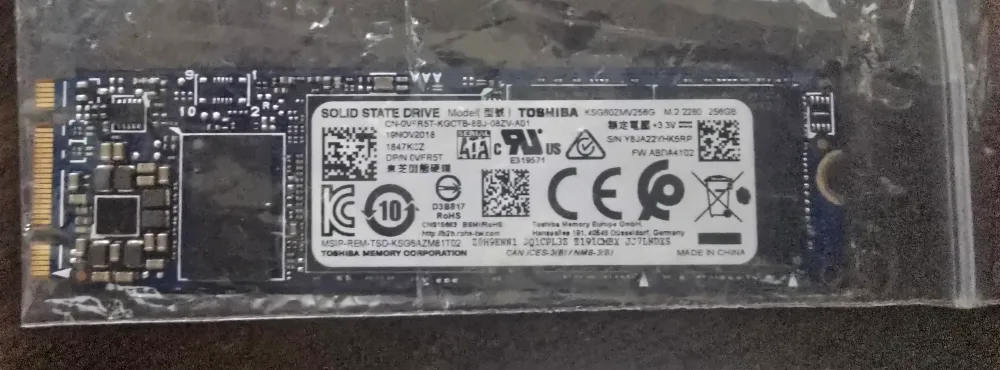 중고] 도시바 256GB M.2 SSD 팝니다