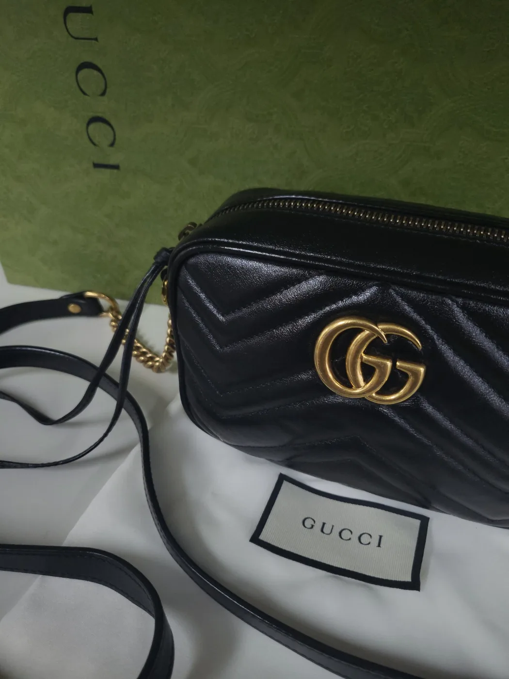 구찌GG마틀라세 미니숄더앤크로스백(정품풀박스,중고중최고급