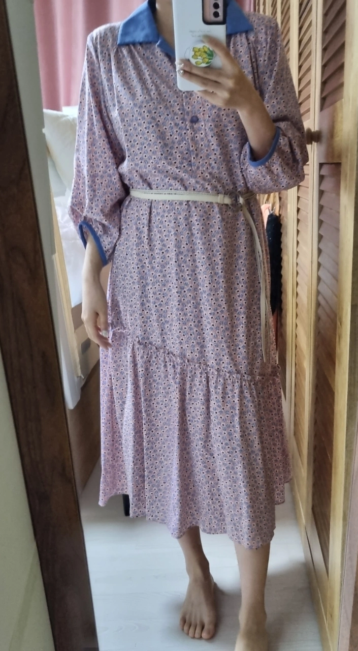 코인코즈 뉴트로 배색 플라워 원피스 | 여성의류 | 당근 중고거래