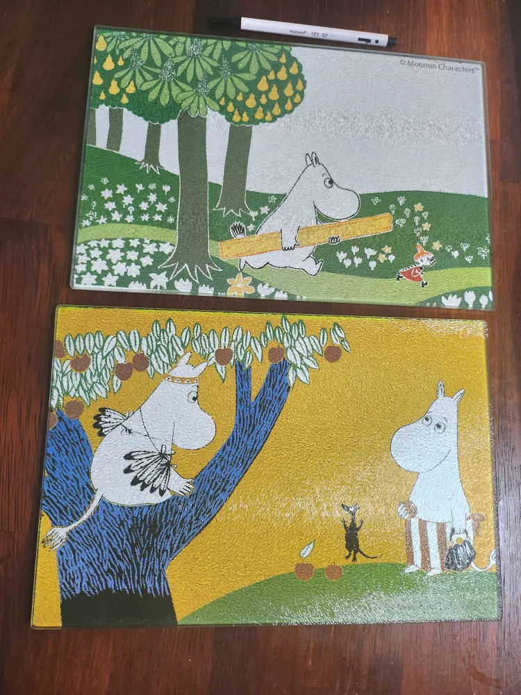무민 유리 도마 2개 1세트 7000원