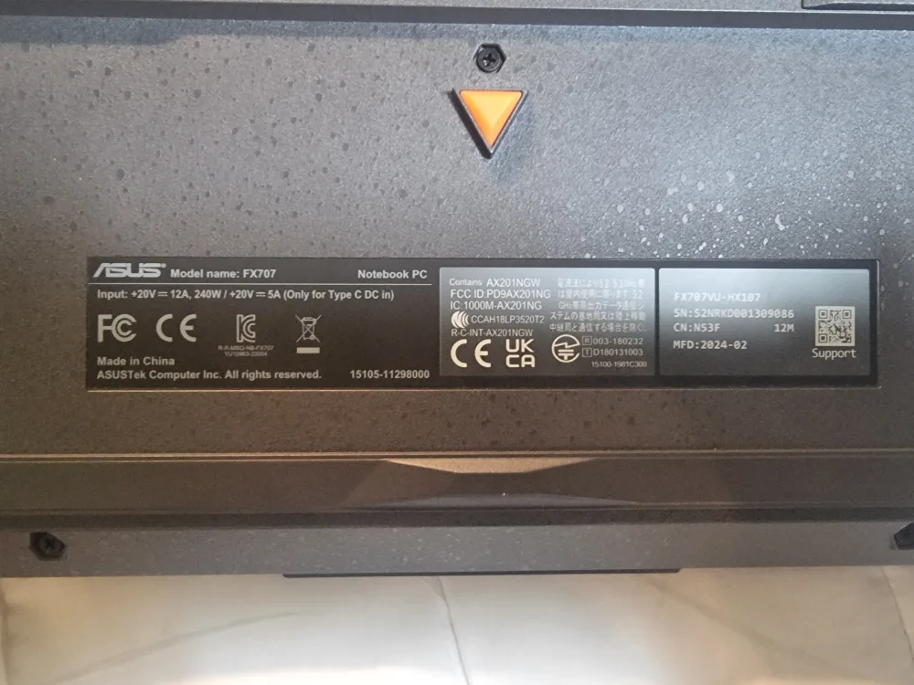 ASUS FX707 게이밍 노트북