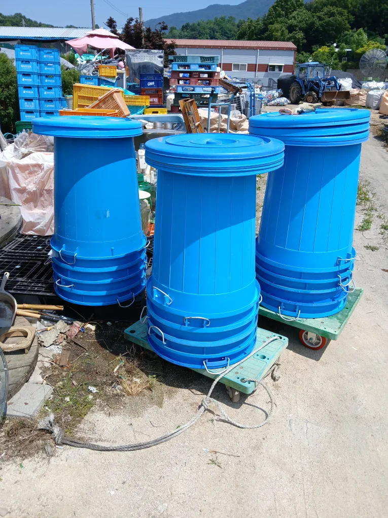 파란뚜겅플라스틱통15개