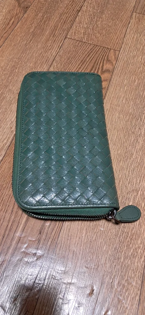 [정품] 보테가베네타 인트레치아토 지퍼 장지갑 / 청록색 / Bottega Veneta