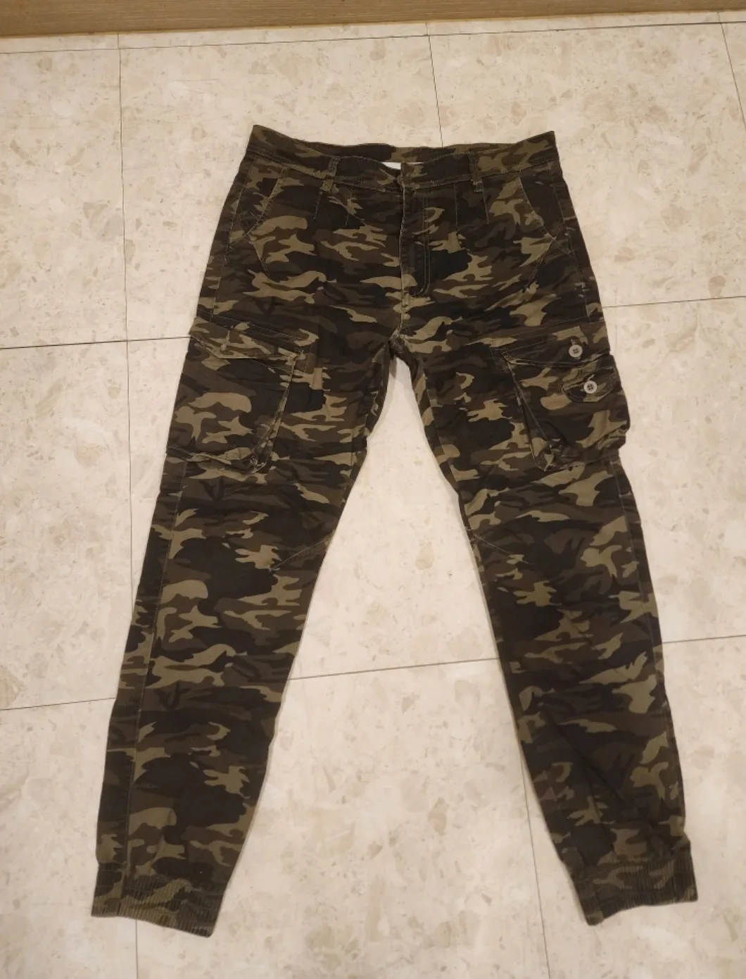 밀리터리 카모 조거 카고 바지