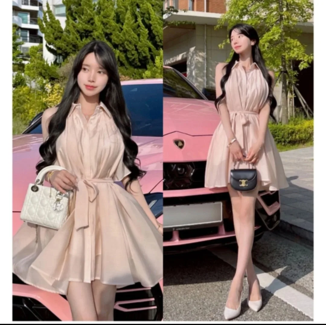 메이윤 윤서아 셔츠원피스 핑크