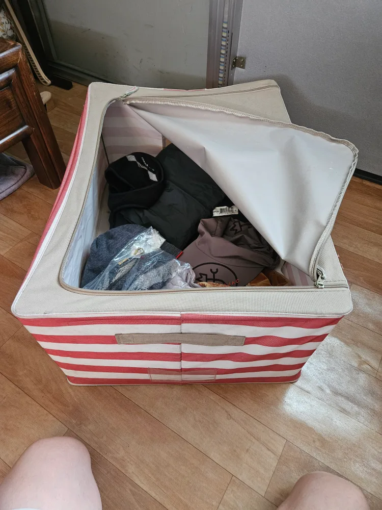 패브릭 수납함 스트라이프10개에가로60×46×28센티대형