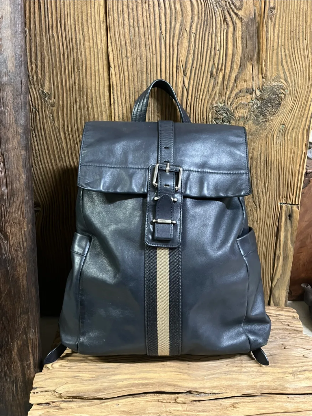 천연 소가죽 발리 백팩