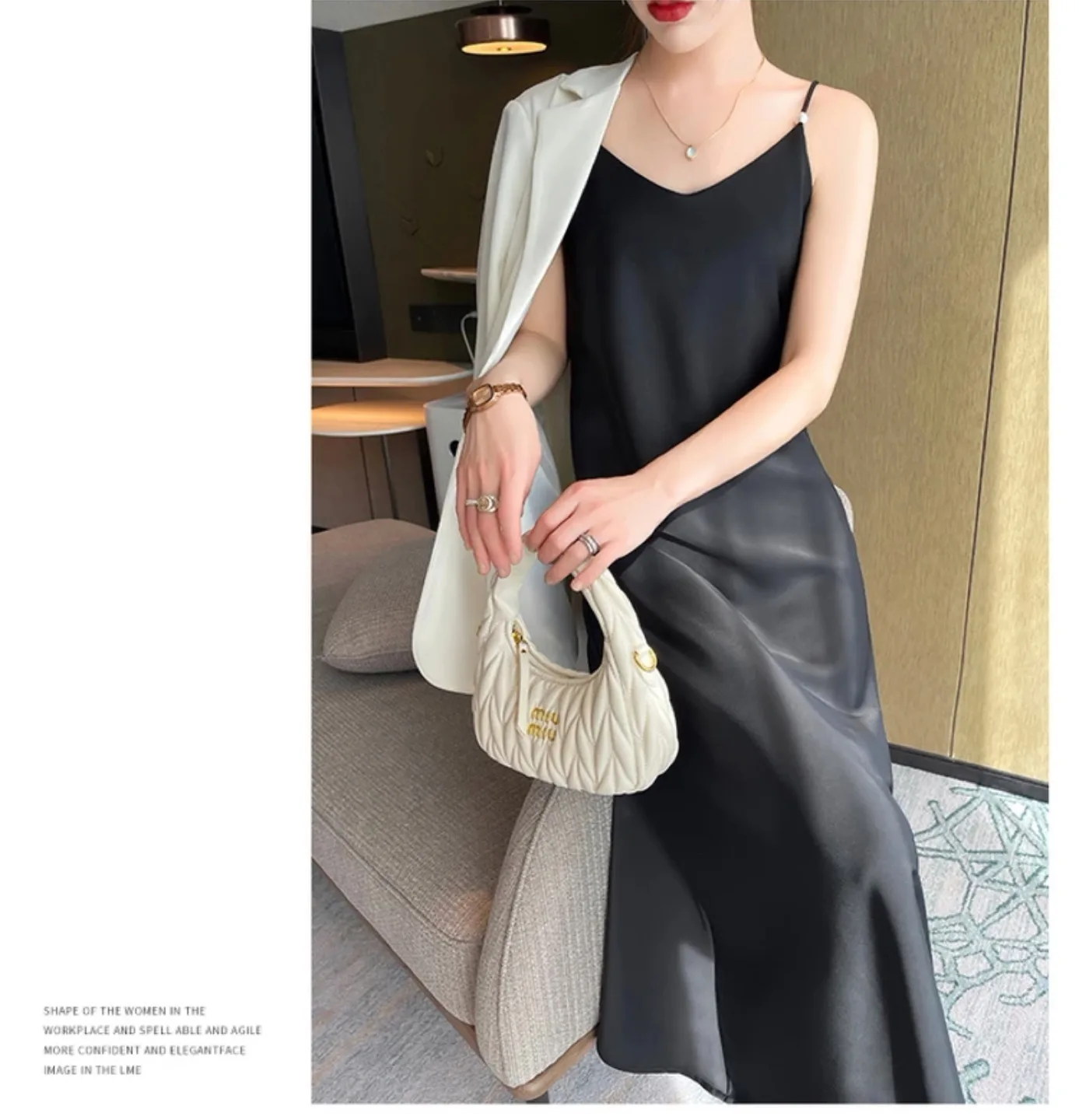 새상품) 웨딩촬영 블랙 원피스 /블랙 실크 미디 드레스