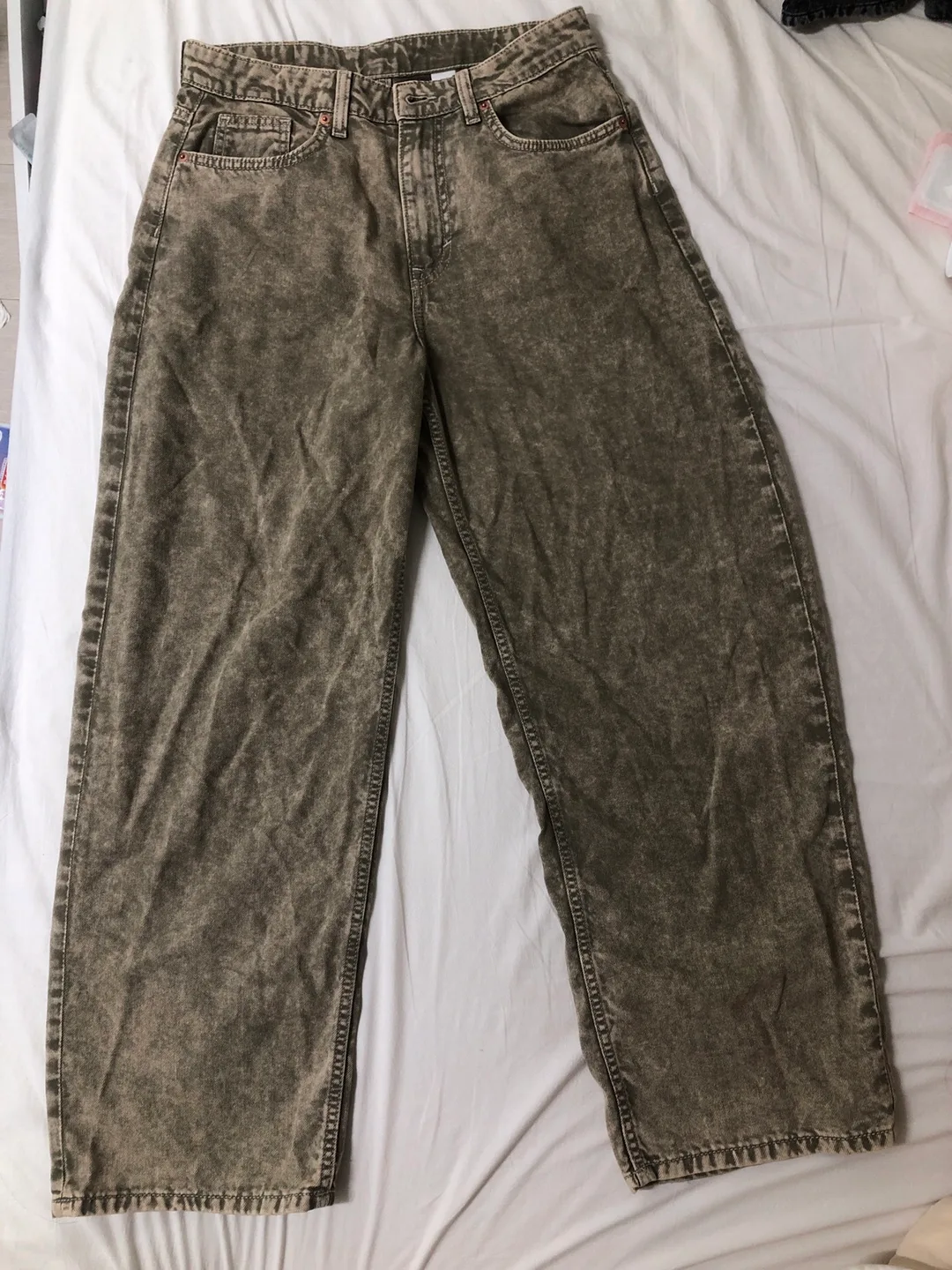 HM워싱 데님 와이드 팬츠