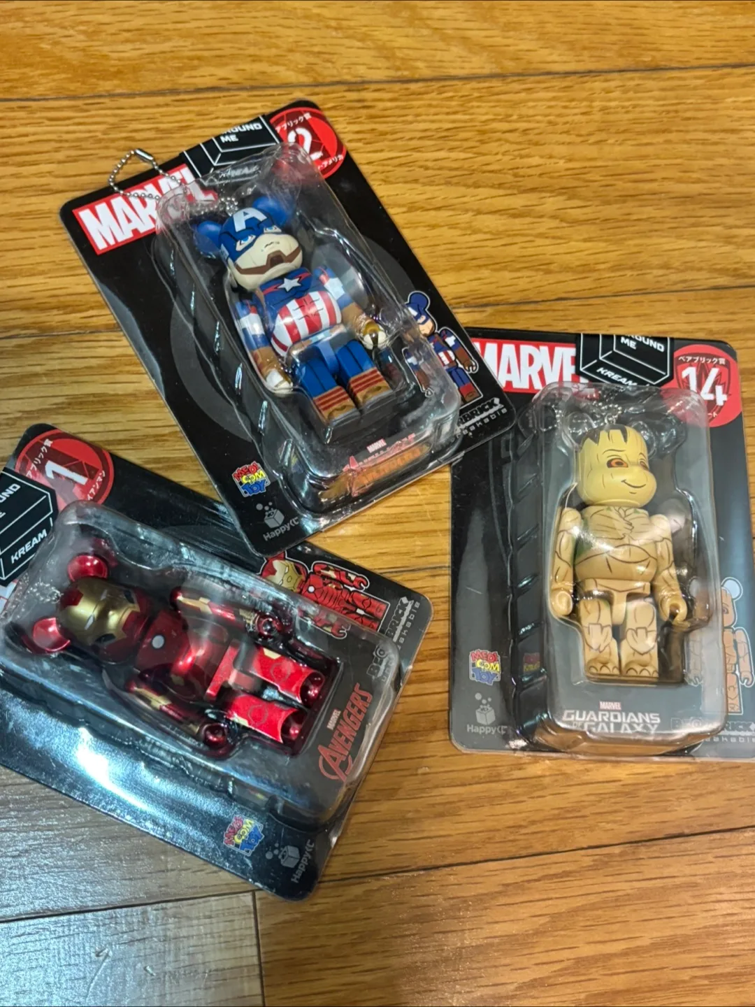 베어브릭 마블 캡틴 아이언맨 그루트 피규어 키링