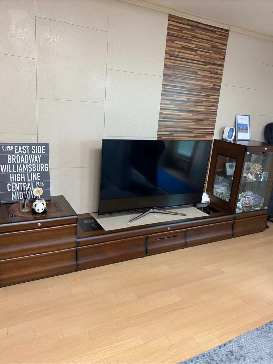 [중고가구] 원목 TV 거실장 세트