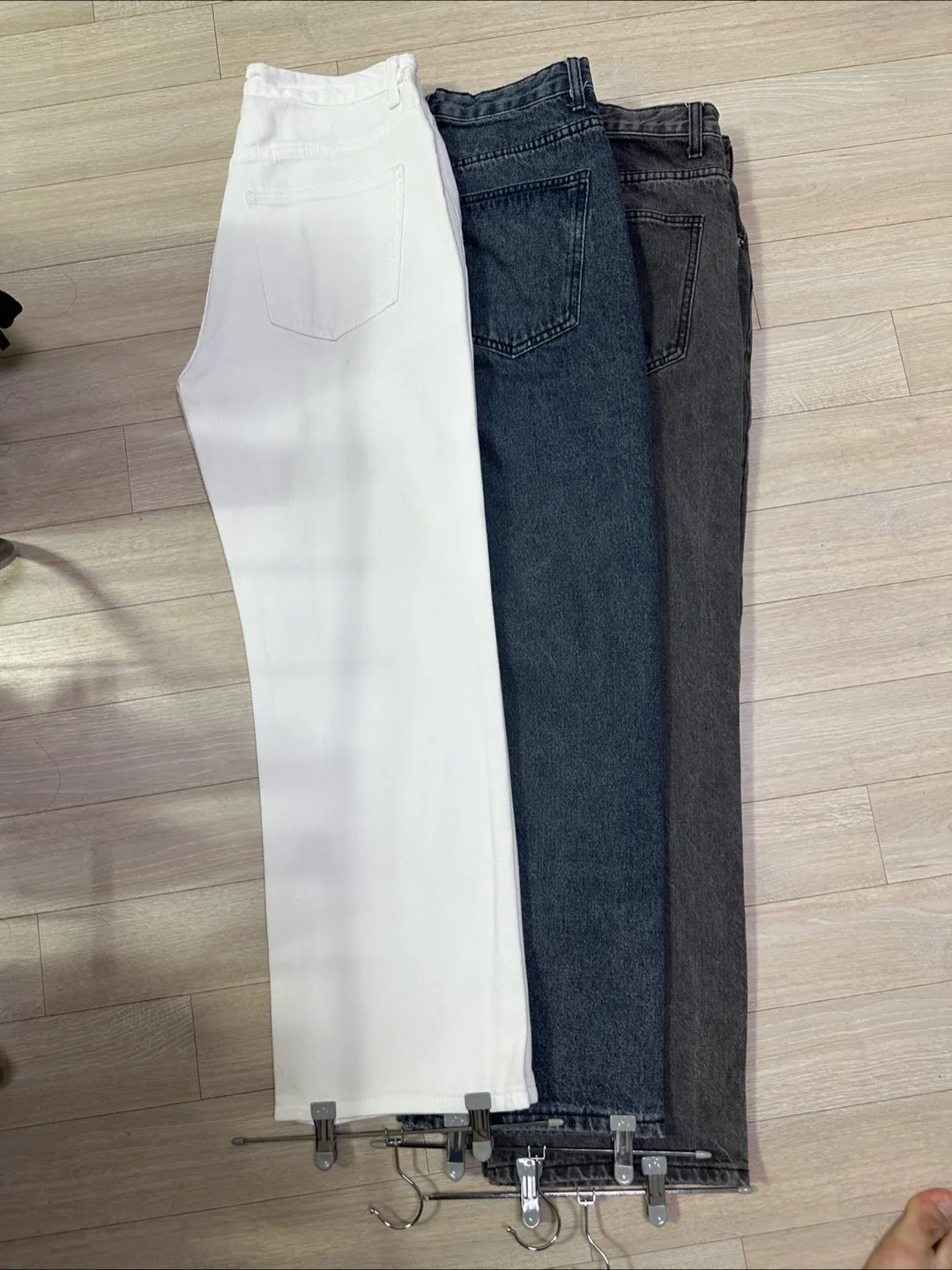 트릴리온 바이오워싱 와이드 데님팬츠 블루그레이, 크림, 그레이 m