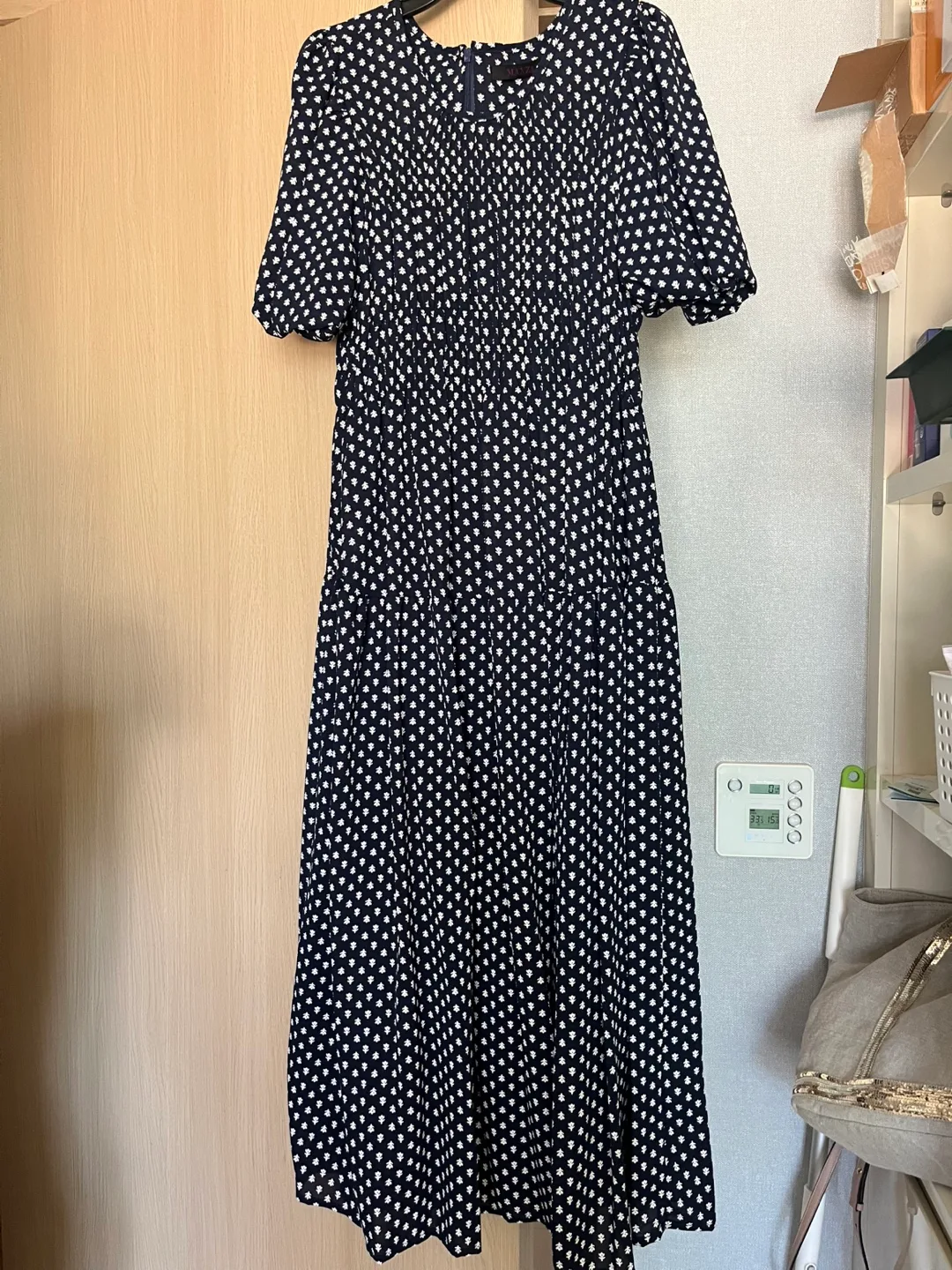 MAXZA 잔꽃무늬 반팔 롱 원피스 새상품