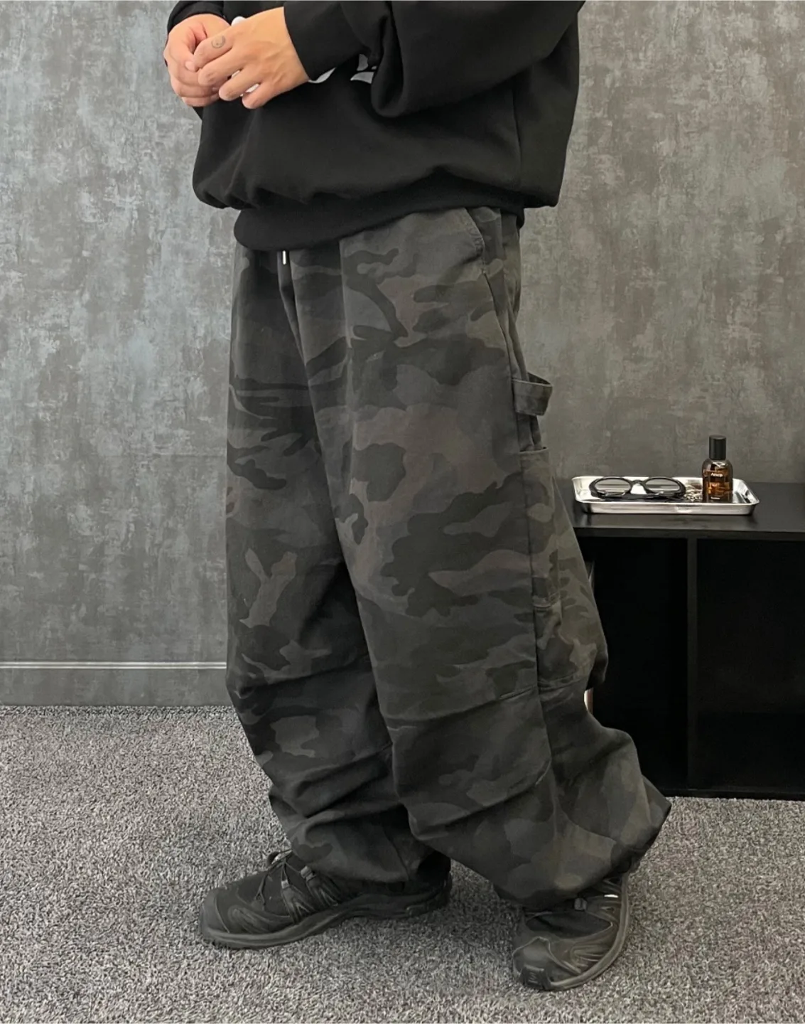 카모 파라슈트 카펜터 와이드 팬츠 벌룬팬츠 스트링 조거팬츠