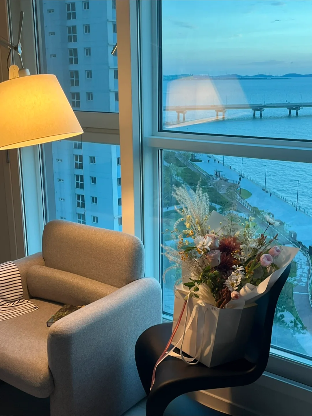 중고 회색 1인용 패브릭 쇼파 안락의자 수유의자