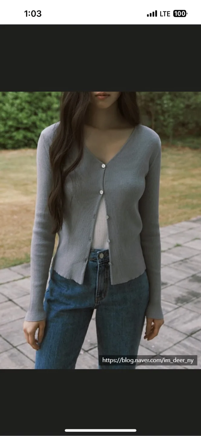 비뮤즈 베뉴엣 네트 가디건 도브블루 24ss