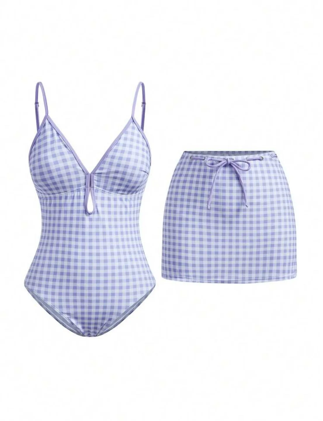 체크무늬 수영복 세트 새상품